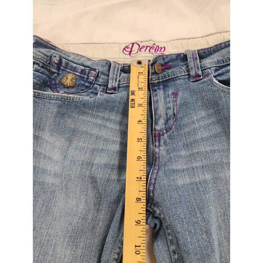 Dereon Beyonce Bootcut Y2K Jeans size 13/14 Light Wash Embroidered Logo Womens - Picture 10 of 11